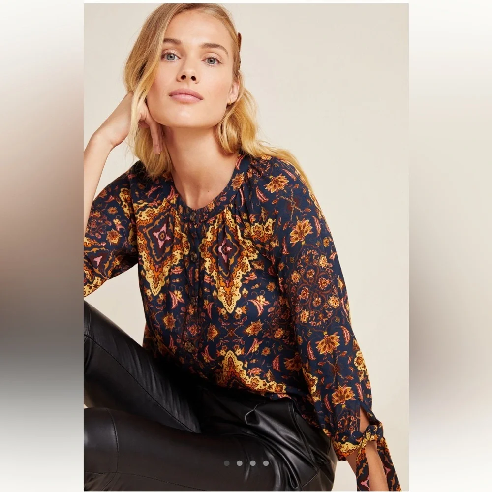 Anthropologie X Kachel Aleska Harvest Blouse 4 - Picture 3 of 7